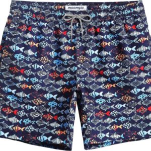 maamgic Mens Quick Dry Printed Short Swim Trunks Beach with Mesh Lining Swimwear