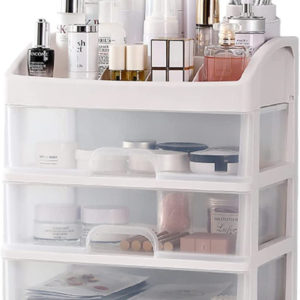 Makeup Organizer with 3 Drawers, Cosmetic Display Cases, Makeup Storage Box (3 D