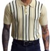 Man Casual Knit Polo Top Vintage Golf Polo Shirt Short Sleeve Italian Shirt L