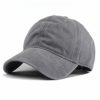 Men Women Washed Cotton Low Profile Distressed Vintage Baseball Cap Plain Adjustable Dad Hat (Grey)
