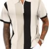 Men's Fashion Polo Shirts Vintage Striped Knitting Shirts Casual Slim Fit Golf S