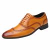 Men's Leather Lined Square Toe Dress Loafers Shoes Business Oxford Shoes Lace-Ups Formal Oxfords Yellow