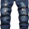 Men's Slim Fit Stretch Jeans Ripped Skinny Jeans for Men, Fashion Straight Leg C