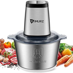 Mini Chopper Electric Food Processor with 2 Litre Stainless Steel Bowl, 2 Speeds, 4 Bi-Level Blades,500W, Silver