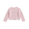 MoccyBabeLee Baby Girls Knitted Cardigan Sweater Crewneck Knit Crochet Button Closure Cardigan Tops Coat Outwear Fall Winter Floral Warm Clothes (C Pink, 0-3 Months)