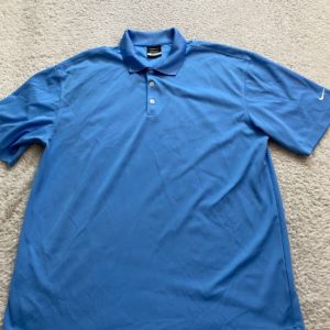 Nike Golf Dri-Fit Men Size L Sky Blue Short Sleeve Polo Shirt (C8)