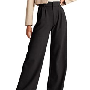 NIMIN High Waisted Work Pants for Women Business Casual Office Dress Pants Trousers with Pockets 2023, Black, Large