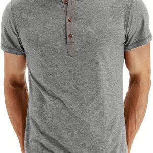 NITAGUT Mens Fashion Casual Front Placket Basic Long/Short Sleeve Henley T-Shirt