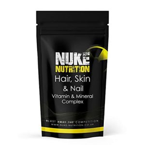 Nuke Nutrition Hair Nails & Skin Vitamins - 180 Capsules - Hair Skin & Nails Vitamins for Women & Men - Supplement with Biotin, Vitamin B12 & More - Max Strength - Brilliant Hair, Skin & Nails Health