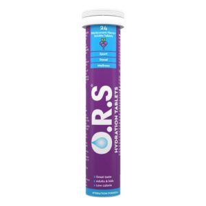 O.R.S Hydration Tablets with Electrolytes, Vegan, Gluten and Lactose Free Formula – Soluble Sports Hydration Tablets with Natural Blackcurrant Flavour, 24 Count (Pack of 1)