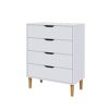 Panana Chest of Drawers, Wood 4 Drawers Cabinet Storage Organiser Unit with Wooden Legs for Living Room Bedroom Hallway White