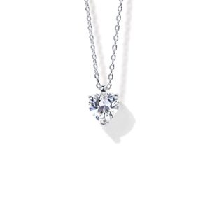 PAVOI 14K Gold Plated Sterling Silver Post Faux Diamond Heart Solitaire Pendant Halo Necklace in White Gold