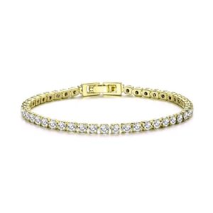 Philip Jones Gold Plated 3mm Tennis Bracelet Created with Zircondia® Crystals