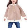 Qiraoxy Baby Girl Cardigans Sweater Toddler Knitted Cardigans Jackets Long Sleeve Ruffle Button Coats Outerwear Knitwear Top with Hat 2Pcs Fall Winter Outfits Pink