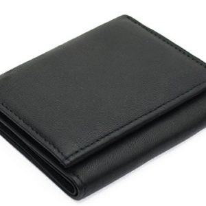 RAS Mens RFID Blocking Compact Genuine Leather Small Trifold Wallet 185 Black