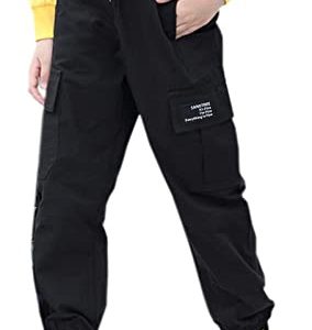 SANGTREE Girls & Women's Cargo Jogger Pants, 3 Years - Women 3XL, Black, M