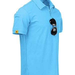 SCODI Polo Shirts for Men Casual Short Sleeve Golf Polo Athletic Daily Collared Shirt Tennis T-Shirt, Skyblue, XL