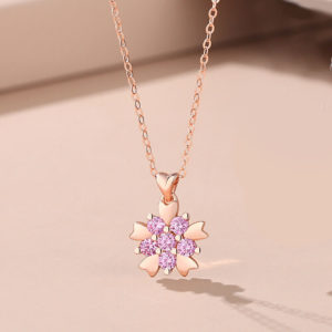 Shine European Fine S925 Sterling Silver Necklace AAA CZ Heart Flowers For Women