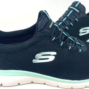 Skecher Women's Summits Cool Classic Sneaker Blk/Mnt #149206W Wide Size:7.5 111A