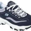 Skechers Women's D'Lites-Life Saver Sport Memory Foam Lace-up Sneaker Navy White
