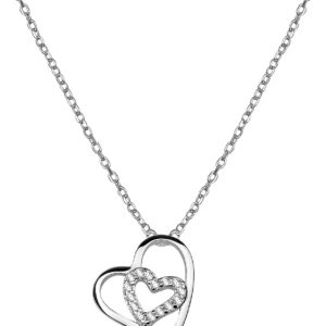Sofia Milani - Women's Necklace 925 Silver - with Zirconia Stones - Double Heart
