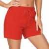 Tandisk Women's 5" Casual Jersey Cotton Shorts Lounge Yoga Pajama Walking Shorts with Pockets Activewear Red S