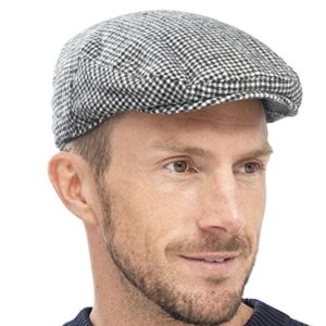 Tom Franks Mens Traditional Flat Cap Black Check L/XL
