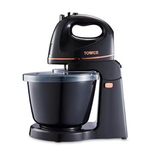 Tower T12039 Rose Gold 2-in-1 Hand & Stand Mixer, 2.5L, 300W, Black