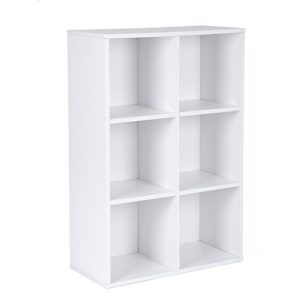 VASAGLE Wooden 3-Tier Bookcase Book Shelf Display Storage Shelf with 6 Compartments White LBC203D, 65,5 x 30 x 97,5 cm