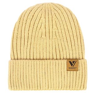 Vgogfly Lined Men Beanie Slouchy Knit Skull Cap Warm Stocking Hats Guys Women Striped Winter Beanie Hat, Khaki, One size