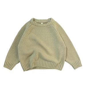 Volunboy Baby Boy Girl Knit Sweater Oversized Blouse Pullover Sweatshirts Crewneck Long Sleeve Knitted Top(Beige,2-3 Years,Tag Size 100)