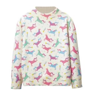 WELAKEN Pullover Sweaters for Girls Kids & Toddler Little Girl's Knitted Sweatshirts, New#unicorn, 6-7 Years