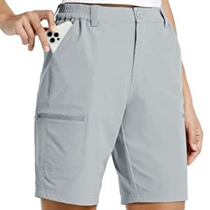 Willit Women's 10" Hiking Cargo Shorts Stretch Golf Active Long Shorts Quick Dry Outdoor Summer Shorts