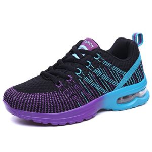Womens Trainers Running Shoes Air Cushion Gym Shoes Athletic Sports Breathable Lightweight Jogging Sneakers for Ladies Fashion Walking Shoes Black Size 6.5 UK