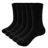YUEDGE Womens Black Cotton Lightweight Thin Crew High Casual Dress Socks for Women Ladies 8-10/9-11, 5 Pairs