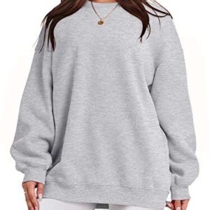 ANRABESS Oversized Sweatshirt for Women Long Sleeves Solid Color Fleece Pullo...