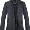 APTRO Men's Pea Coat Premium Wool Jacket Windbreaker Detachable Inner Rib