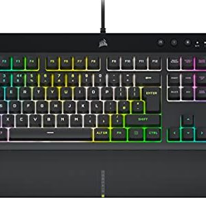 Corsair K55 RGB PRO XT Wired Membrane Gaming Keyboard - IP42 Dust and Spill-Resistant - 6 Macro Keys with Elgato Integration - Per-Key RGB Backlighting - QWERTY UK Layout - Black
