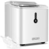 KUMIO Ice Makers Machine Countertop, 12kg/24h, 9 Thick Bullet Ice Ready in 6-9 Mins, Portable Ice Maker with Ice Scoop and Basket, 1.5L Water Tank, Compact Design for Home Kitchen Office Party (White)