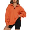Womens Oversized Half Zip Pullover Long Sleeve Sweatshirt Solid Color Drop Shoulder Trendy Hoodie Ouffits Teen Girls Fall Y2K Clothes
