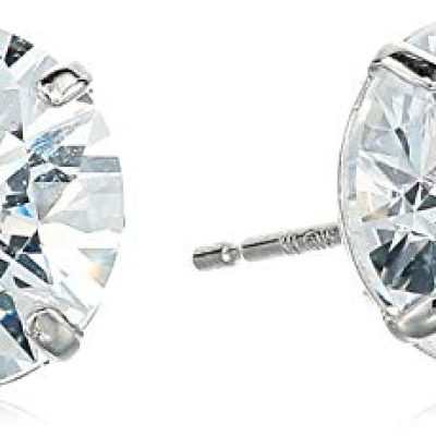 Amazon Collection 14K Gold 4cttw Zirconia Round Stud Earrings