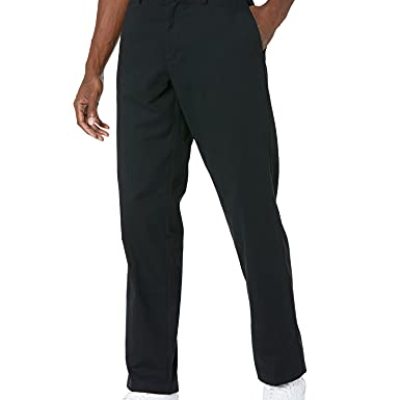 Amazon Essentials Men's Classic-Fit Wrinkle-Resistant Flat-Front Chino Trouser (Available in Big & Tall), Black, 38W / 32L