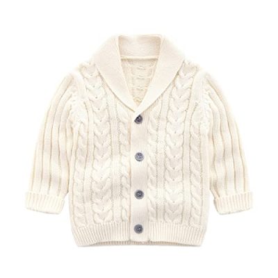Baby Girl Boy Knit Cardigan Sweater Hoodies Warm Tops Toddler Infant Fox Ear Knit Outerwear Jacket Coat Outfit Clothes Girls Clothes Beige-K 2-3 Years