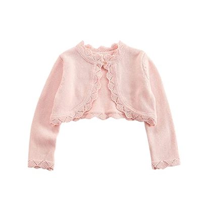 Baby Girls Knit Sweater Shirt Long Sleeve One Button Closure Bolero Shrug Solid Color Cardigan Coat Winter Spring Clothes, 90, Pink1, 1-2 Years