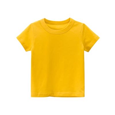 Boy Small Long Sleeve Shirt Toddler Kids Girls Boys Short Sleeve Basic T Shirt Casual Summer Tees Shirt Tops Solid Color Place Us (Yellow, 1 Year)