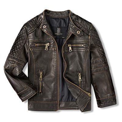 Budermmy Jackets for Boys Faux Leather Toddler Girls Motorcycle Jackets Kids Coats Waterproof and Windproof - black - 11-12 Years