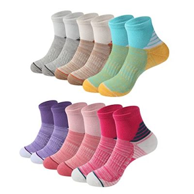 BUDERMMY Thermal Sports Socks Cushioned Trainer Socks 6 Pairs Running Socks for Women Cotton Walking Ankle Athletic Socks Ladies（multicolor 6pack 3-5）