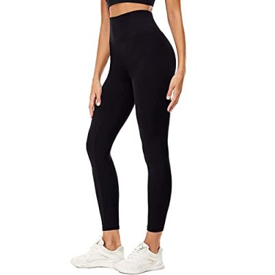 CAMPSNAIL High Waisted Leggings for Women Tummy Control Yoga Pants Slim Fit Black Buttery Soft Elastic Sports Leggings Trousers Gym Running Workout(1 Pack, 1#Black, S-L)