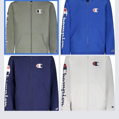 champion classic script sleeve boys full zip hoodie
