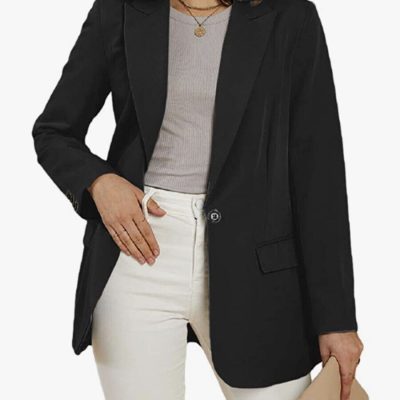 Cicy Bell Women's Casual Long Sleeve Black Blazer, XS